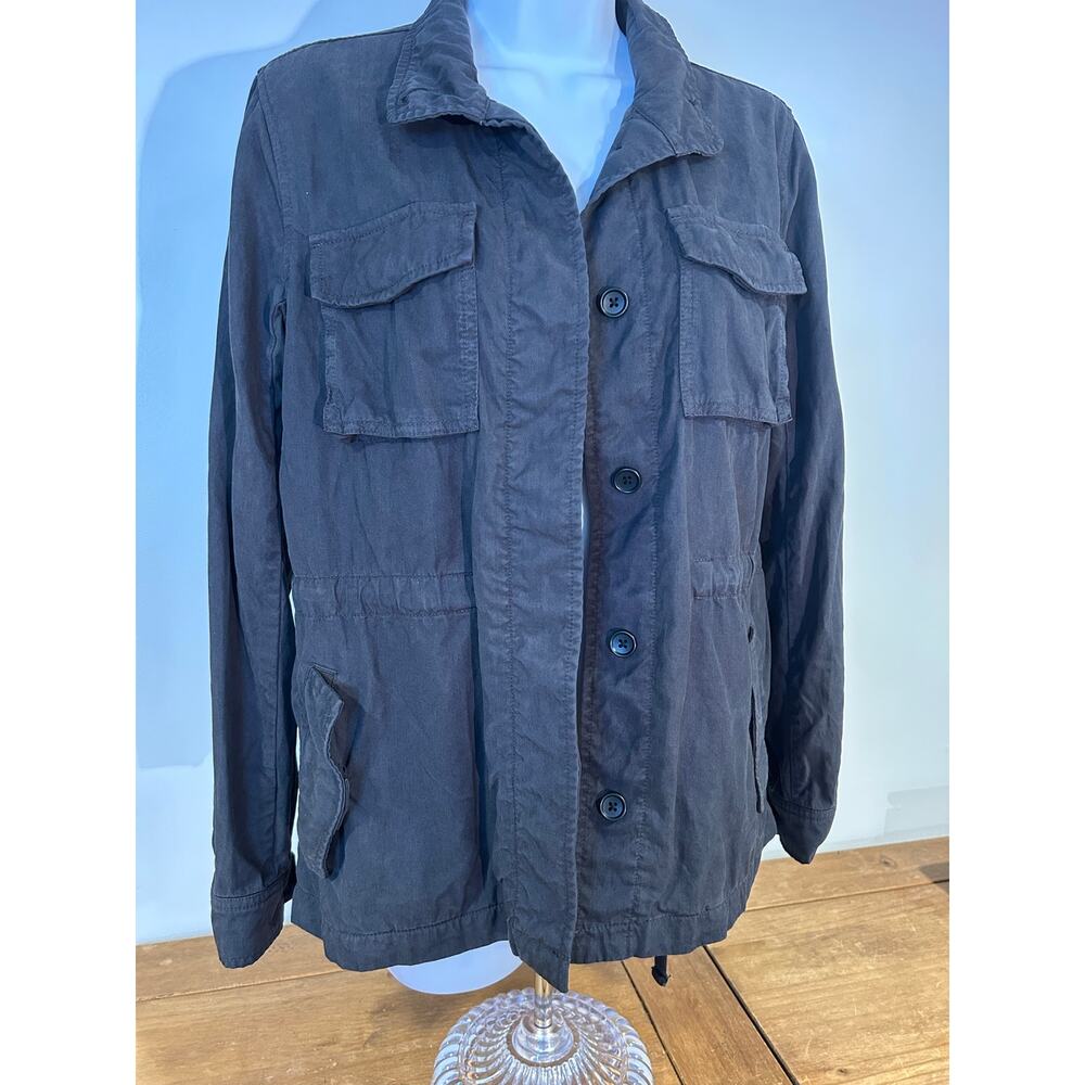 James Perse Utility Jacket Womens Siz 1 US SM Full Button Chore Barn Cinched Wai